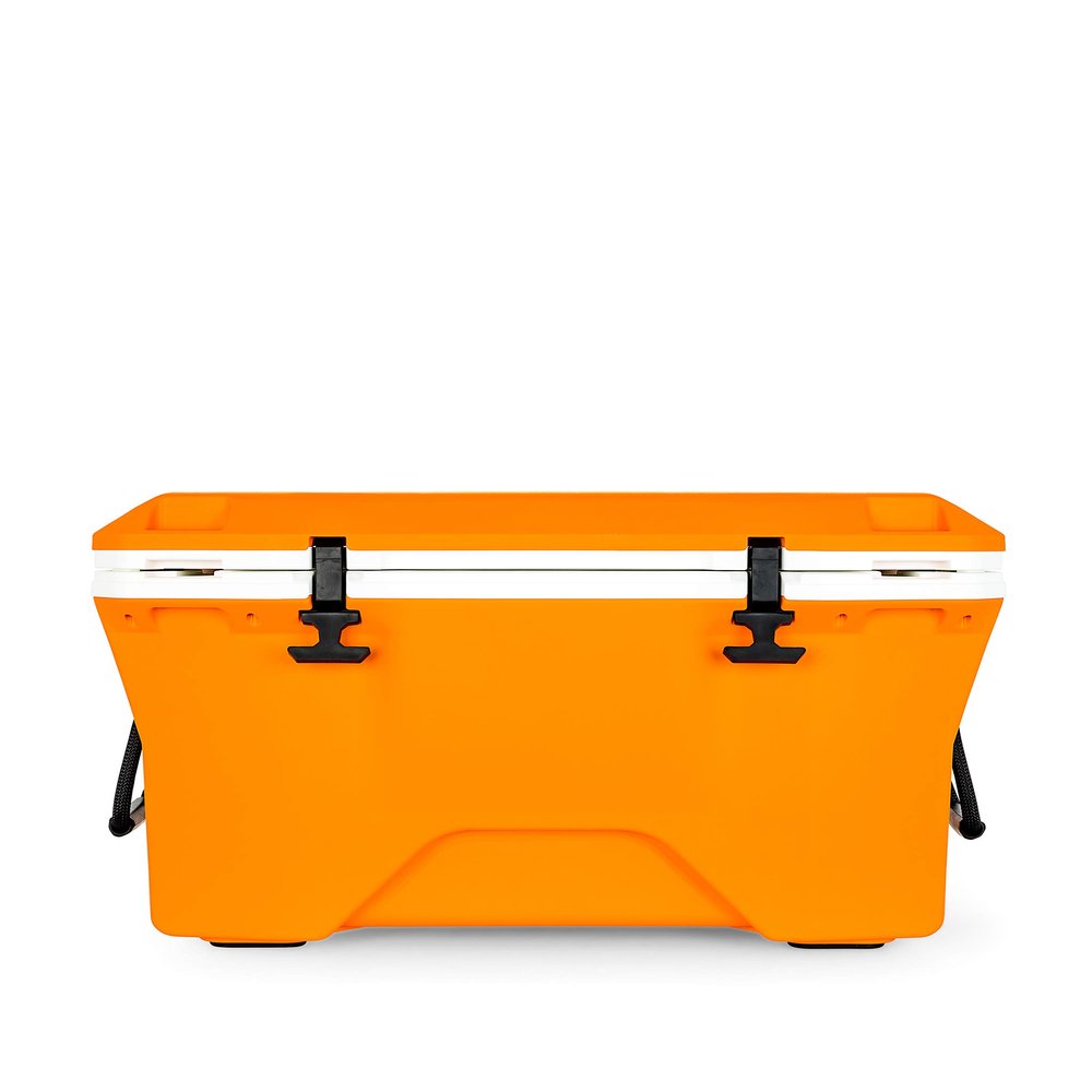 Camco Currituck Tangerine and White 30 Quart Cooler - Rugged Exterior Made for Camping, Hunting, Fishing and Tailgating - Comes with Cooler Basket (51757)