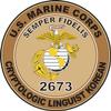 U.S.M.C. MOS 2673 Cryptologic Linguist Korean Decal 3.8" - Desert Tan view 1