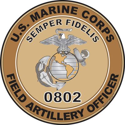 U.S.M.C. MOS 0802 Field Artillery Officer Decal 3.8" - Desert Tan