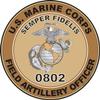 U.S.M.C. MOS 0802 Field Artillery Officer Decal 3.8" - Desert Tan view 1