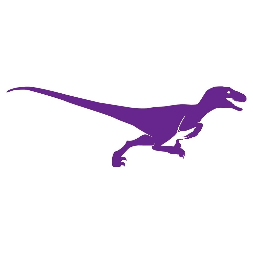Dark Spark Decals Running Raptor, Velociraptor Dino 6 inch Purple Indoor Outdoor Vinyl Decal