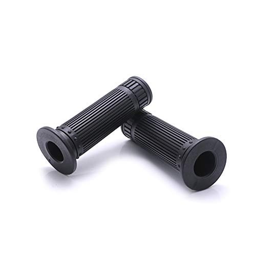 BHYShop Retro Handlebar Hand Grips Rubber Anti-Slip 22mm 25mm Handle for Universal Motorcycle Harley Honda Kawasaki (Black, 7/8")