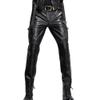 Denny&Dora Men's Real Cowhide Pants Men's Slim Feet Tights Men's Motorcycle Windproof Pants (Black, 31) view 1