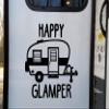 Black - Happy Glamper Vinyl Decal - RV Trailer Camping - Die Cut Decal 11w x 12h inches view 1
