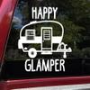 Black - Happy Glamper Vinyl Decal - RV Trailer Camping - Die Cut Decal 11w x 12h inches view 2