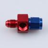 AC PERFORMANCE -4 AN Male to -4 AN Female Fuel Pressure Take Off Fitting Adapter with 1/8 NPT Gauge Port Aluminum Red Blue view 3