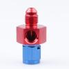AC PERFORMANCE -4 AN Male to -4 AN Female Fuel Pressure Take Off Fitting Adapter with 1/8 NPT Gauge Port Aluminum Red Blue view 4