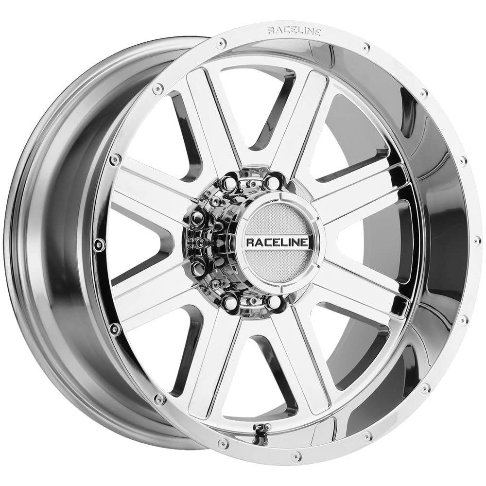 Raceline Wheels 940C HOSTAGE Wheel Chrome 20X9"8X165.1 Bolt Pattern 0mm Offset/(5"B/S) 8 Spoke Aluminum Passenger Car Wheels, Full Size Replacement Chrome Car Rims