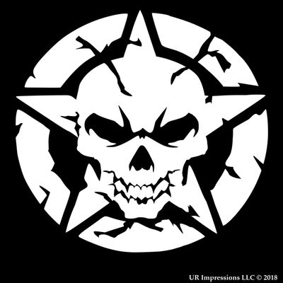 UR Impressions Skull Head Oscar Mike Star Decal Vinyl Sticker Graphics for Cars Trucks SUV Vans Walls Windows Laptop|White|5.5 inch|URI730