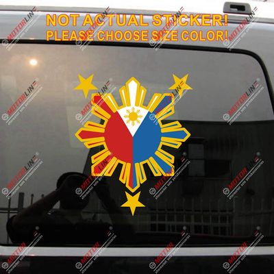 Eight-ray Sun Stars Philippines Flag Filipino Decal Sticker Car Vinyl Reflective (Reflective, 10''(25.4cm) x 8.4"(21.3cm))