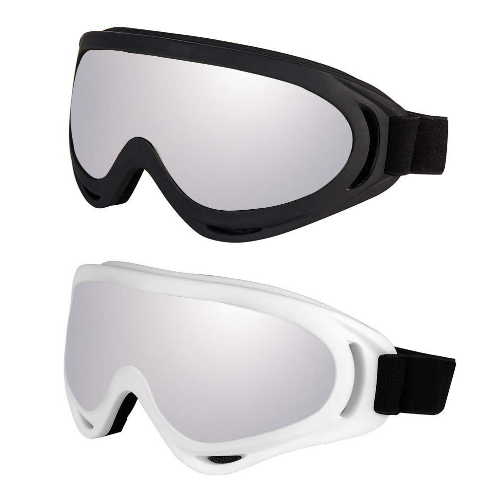 LJDJ Motorcycle Goggles - Glasses Set of 2 - Dirt Bike ATV Motocross Anti-UV Adjustable Riding Offroad Protective Combat Tactical Military Goggles for Men Women Kids Youth Adult
