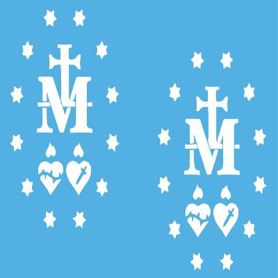 2 Pack - Miraculous Medal of Virgin Mary - Catholic Church | Car Decal Vinyl Sticker Graphics | 4 Inches Wide by 5.5 Inches Height HGC1573A.010 White