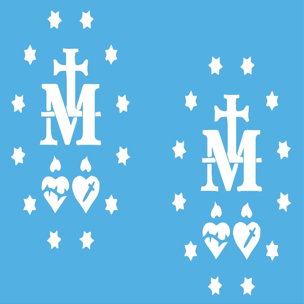 2 Pack - Miraculous Medal of Virgin Mary - Catholic Church | Car Decal Vinyl Sticker Graphics | 4 Inches Wide by 5.5 Inches Height HGC1573A.010 White