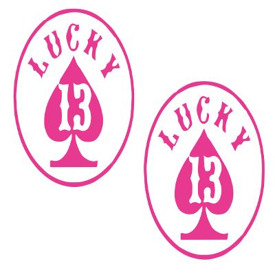 2 Pack - Lucky 13 | Decal Vinyl Sticker Graphics for Car Truck SUV Van Wall Window Laptop | 5.5" Width by 5.5" Height HGC1575.03 Pink