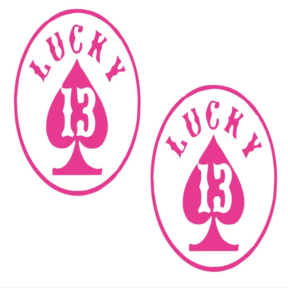 2 Pack - Lucky 13 | Decal Vinyl Sticker Graphics for Car Truck SUV Van Wall Window Laptop | 5.5" Width by 5.5" Height HGC1575.03 Pink
