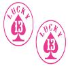 2 Pack - Lucky 13 | Decal Vinyl Sticker Graphics for Car Truck SUV Van Wall Window Laptop | 5.5" Width by 5.5" Height HGC1575.03 Pink view 1