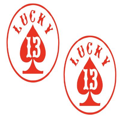 2 Pack - Lucky 13 | Decal Vinyl Sticker Graphics for Car Truck SUV Van Wall Window Laptop | 5.5" Width by 5.5" Height HGC1575.02 Red