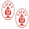 2 Pack - Lucky 13 | Decal Vinyl Sticker Graphics for Car Truck SUV Van Wall Window Laptop | 5.5" Width by 5.5" Height HGC1575.02 Red view 1