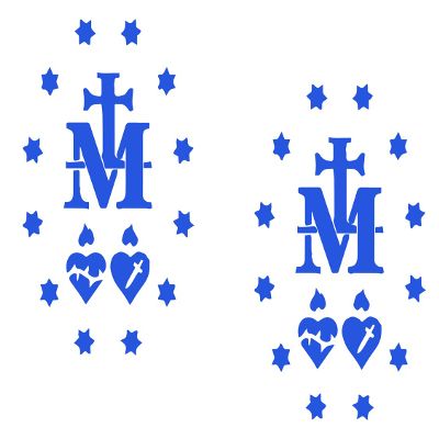 2 Pack - Miraculous Medal of Virgin Mary - Catholic Church | Car Decal Vinyl Sticker Graphics | 4 Inches Wide by 5.5 Inches Height HGC1573A.067 Blue