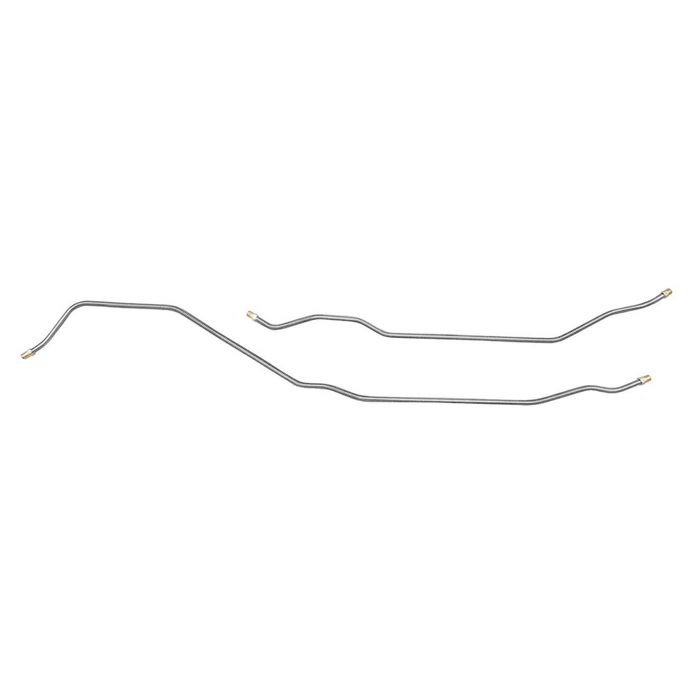Inline Tube Compatible with 1970-75 Chevrolet Pontiac Camaro Firebird w/Multi-Leaf Rear 3/16" Rear Drum Axle Brake Lines 2pc, Stainless