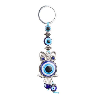Hanging Car Charm Blue Evil Eye Healing Owl Keychain Key Wall Hanging Ornament Turkish Glass Amulet Charm Pendant Blessing Gift Good Luck