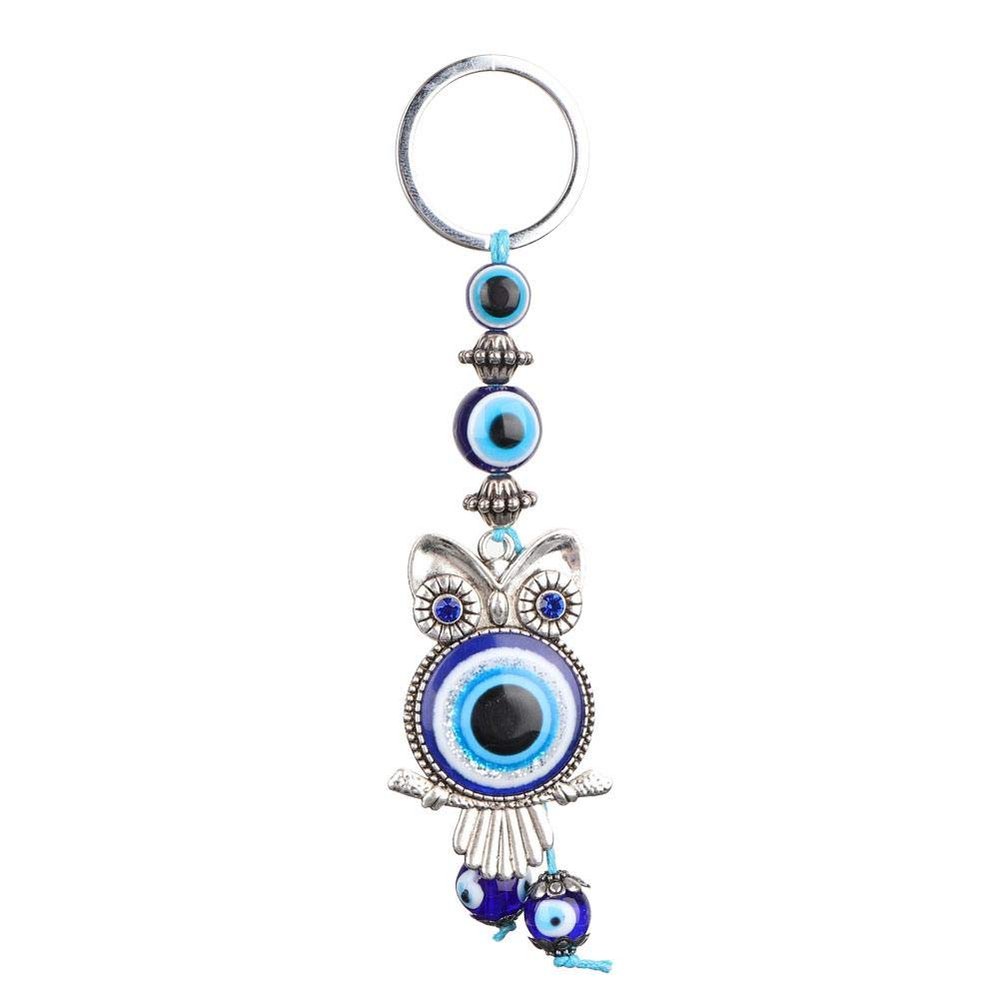 Hanging Car Charm Blue Evil Eye Healing Owl Keychain Key Wall Hanging Ornament Turkish Glass Amulet Charm Pendant Blessing Gift Good Luck