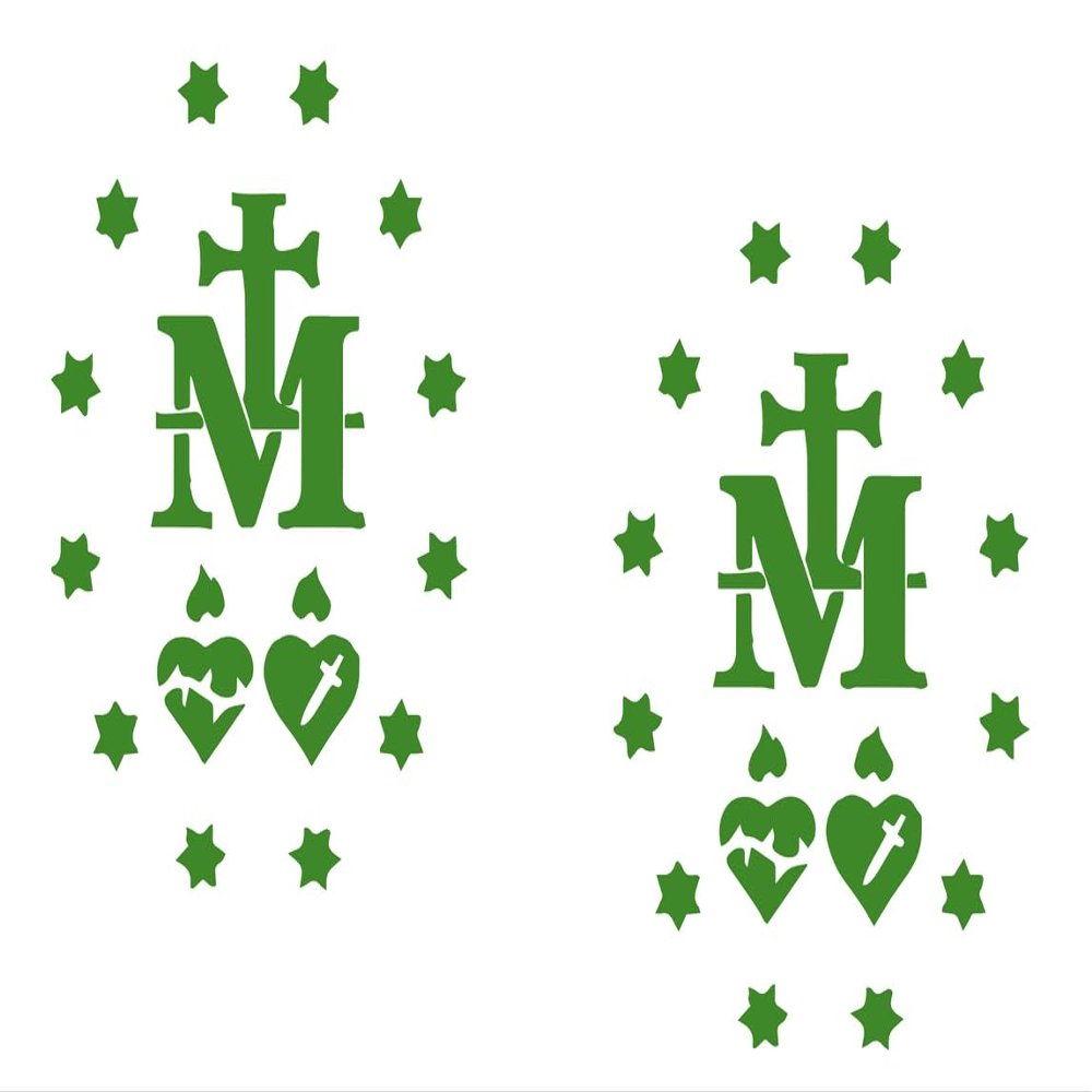 2 Pack - Miraculous Medal of Virgin Mary - Catholic Church | Car Decal Vinyl Sticker Graphics | 4 Inches Wide by 5.5 Inches Height HGC1573A.061 Green
