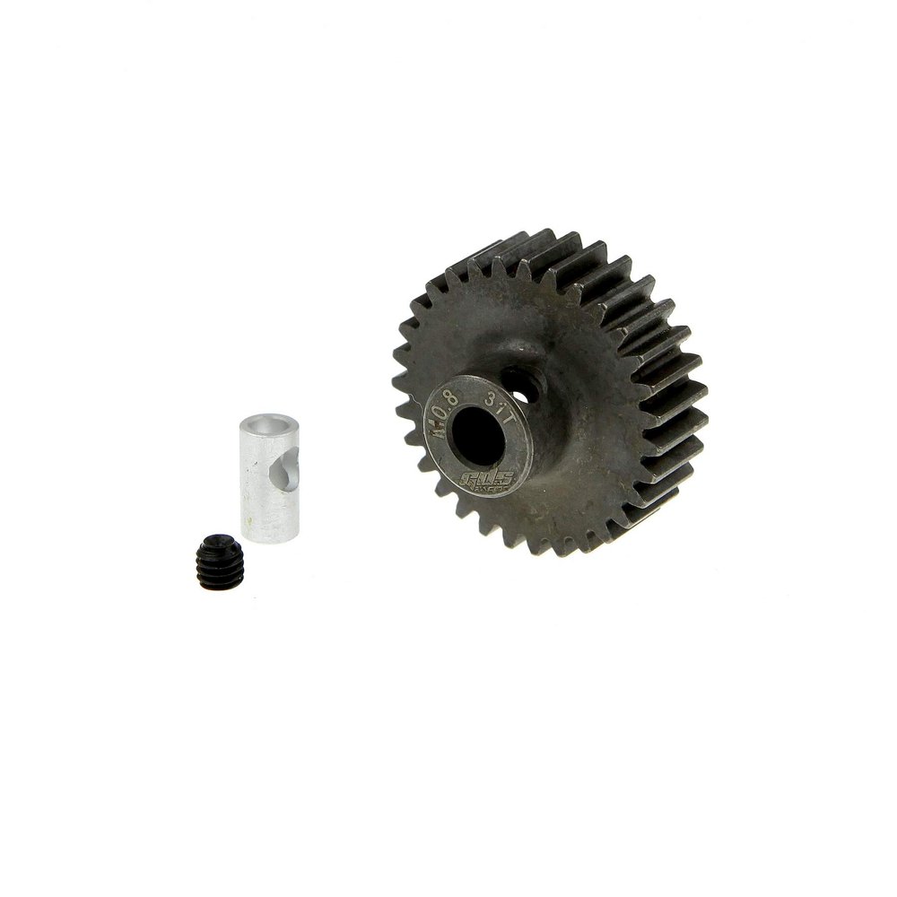 GDS Racing M0.8 Steel Pinion Gear for 1/8"(3.175mm) and 5mm Shaft (31T)