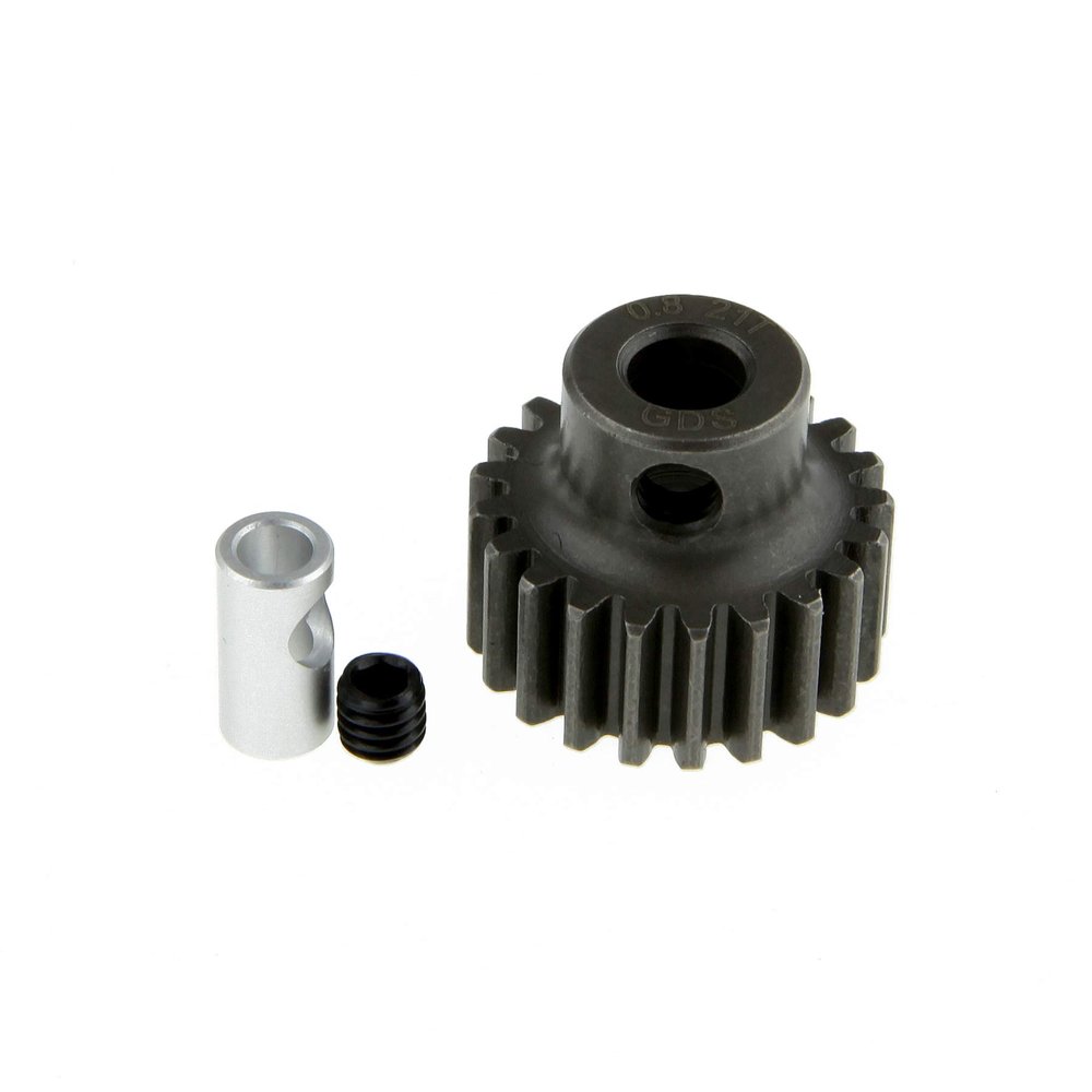 GDS Racing M0.8 Steel Pinion Gear for 1/8"(3.175mm) and 5mm Shaft (21T)