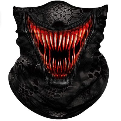 Obacle Motorcycle UV Dust Wind Protection Tube Mask - Seamless Bandana Face Mask for Men Women Bike Riding Cycling Biker Fishing Outdoor Festival (Teeth Red Black)
