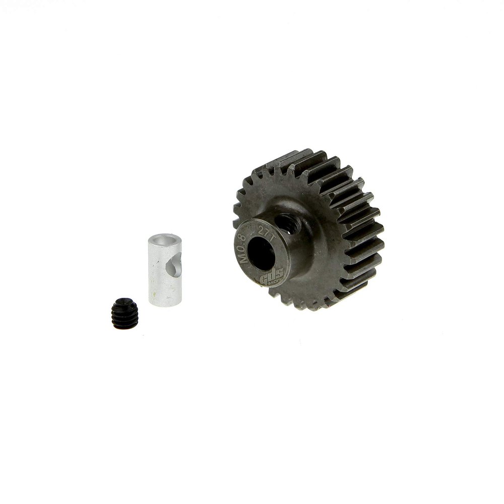GDS Racing M0.8 Steel Pinion Gear for 1/8"(3.175mm) and 5mm Shaft (27T)
