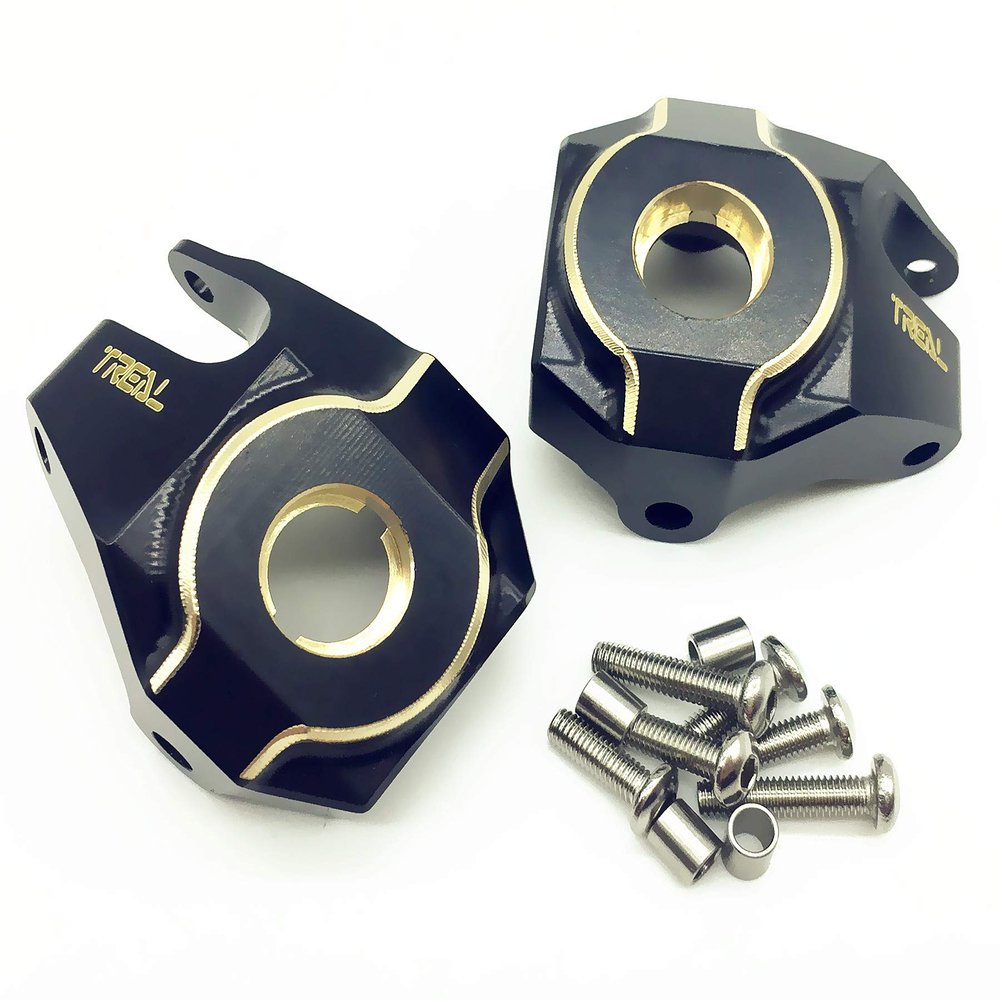 Treal Brass Front Steering Knuckles Heavy Weight Upgrades for SCX10 II Deadbolt AR44 70g/pc (Black)