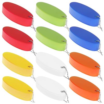 LOCOLO 12PCS Foam Floating Keychains for Boat Keys Bright Color Boating Keychains Oval Shaped Float Keychain Rings Pendant for Surfing Fishing Sailing Outdoor Sports