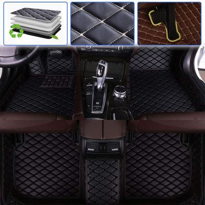 SureKit Custom Car Floor Mats Compatible with Volkswagen Scirocco 2009-2017 Floor Liner Waterproof Anti-Skid Luxury Leather Full Coverage Liner Front Rear Mat/Set(Black)
