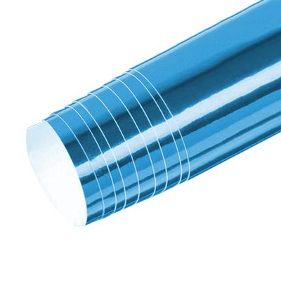 Queenbox 60 x 3.9 inches Self-Adhesive Chrome Mirror Light Blue Vinyl Wrap Car Sticker, Reflective Light Blue Decal Film Sheet Auto Decoration
