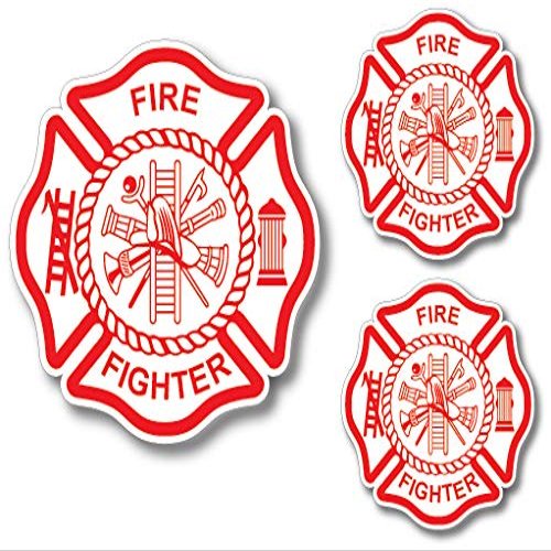 3 Pack Firefighter Badge Maltese Cross Thin Red Line Red Lives Matter for Firemen or Firewomen