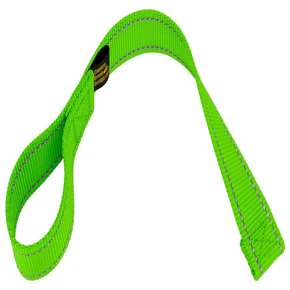 Country Brook Design - 1 Inch Winch Hook Pull Strap with Reflective Nylon - Hot Green
