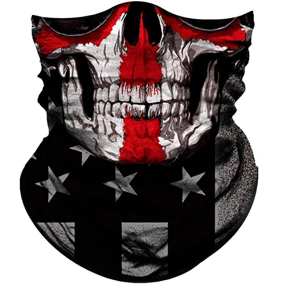 Obacle Skull Face Mask Half for Dust Wind UV Sun Protection Seamless 3D Tube Mask Bandana for Men Women Thin Skeleton Mask Motorcycle Riding Biker Cycling Sport Festival (Skull White Face Red Cross)