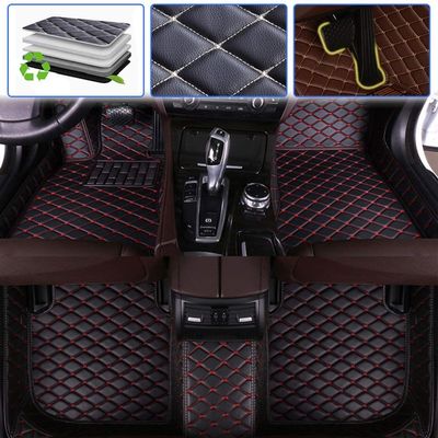 SureKit Car Floor Mats Compatible with Buick Envision 2014-2019 (Rear Seats Cannot Slide) Floor Liner Waterproof Anti-Skid Luxury Leather Full Coverage Liner Front Rear Mat/Set(Black red)