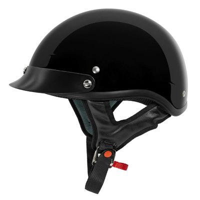 VCAN - V505-26 Cruiser Solid Gloss Black Half Face Motorcycle Helmet (XX-Large)