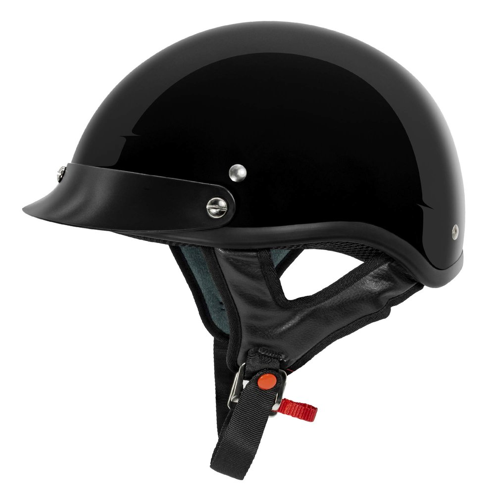 VCAN - V505-26 Cruiser Solid Gloss Black Half Face Motorcycle Helmet (XX-Large)