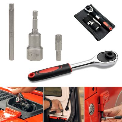 Sporthfish Hard Top Screws Door Removal Torx Set Tool Kit Compatible for 2007-2024 Jeep Wrangler JK JL Gladiator Rubicon Sahara Sports 2/4 Door Replace 68361574AB 82214166AB - Red