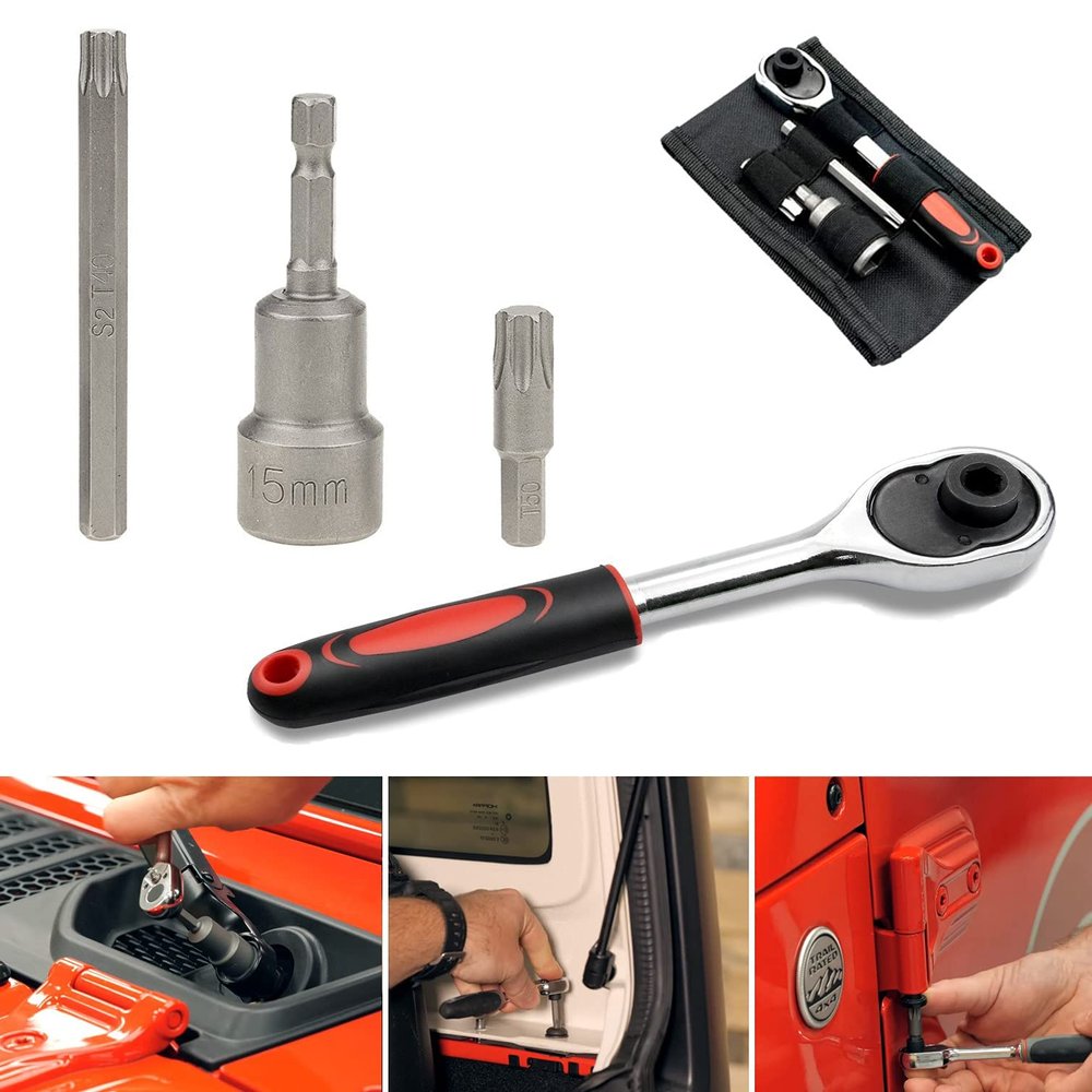 Sporthfish Hard Top Screws Door Removal Torx Set Tool Kit Compatible for 2007-2024 Jeep Wrangler JK JL Gladiator Rubicon Sahara Sports 2/4 Door Replace 68361574AB 82214166AB - Red