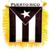 Puerto Rico Black & White Window Hanging Flag - Rear view Mirror & Double Sided - Fringed Puerto Rican Mini Banner with Suction Cup view 1