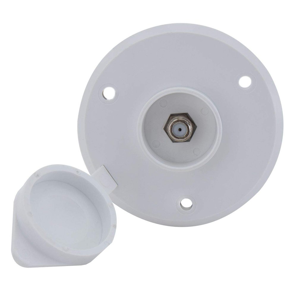 RecPro RV Cable TV Plate | Coaxial Cable Connector | Black or White Option | 1 or 2 Option (White, 1 Outlet)