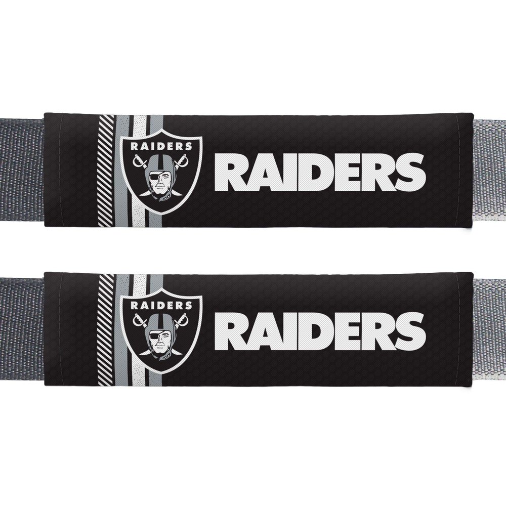 Fremont Die NFL Oakland Raiders Rally DesignAuto Seat Belt Pads, Team Colors, One Size, Universal Fit (71304)