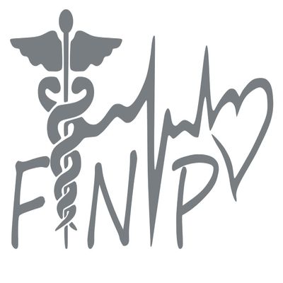 Gry 7.5in. Family Nurse Practitioner FNP Caduceus Lifeline Heart Decal Vinyl Sticker Graphics|UR Impressions|for Cars Trucks SUV Vans Walls Windows Laptop|Gray|7.5 X 4 inch|URI738-G