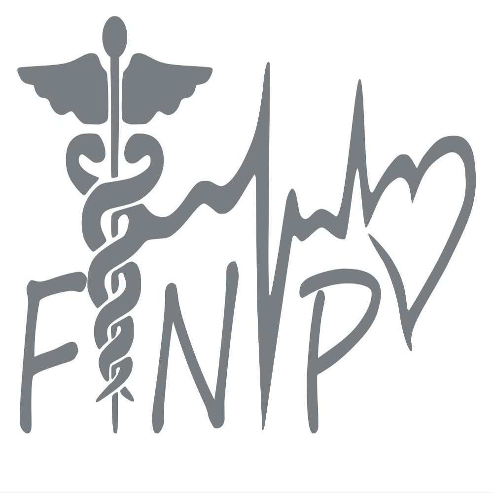 Gry 7.5in. Family Nurse Practitioner FNP Caduceus Lifeline Heart Decal Vinyl Sticker Graphics|UR Impressions|for Cars Trucks SUV Vans Walls Windows Laptop|Gray|7.5 X 4 inch|URI738-G