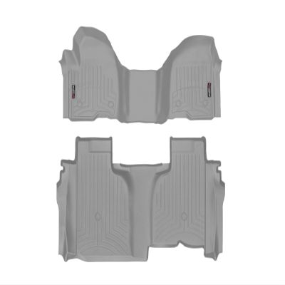 WeatherTech Custom Fit FloorLiners for Chevrolet Silverado 1500, Sierra 2500HD / 3500HD, Silverado 1500-1st Row (OTH) & 2nd Row (4614911-4614366), Grey