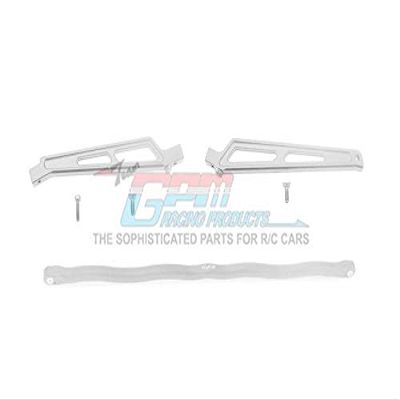 GPM for Arrma Talion 6S BLX (ARA106048) Upgrade Parts Aluminum Center Brace Bar + Chassis Brace - 3Pc Set Silver